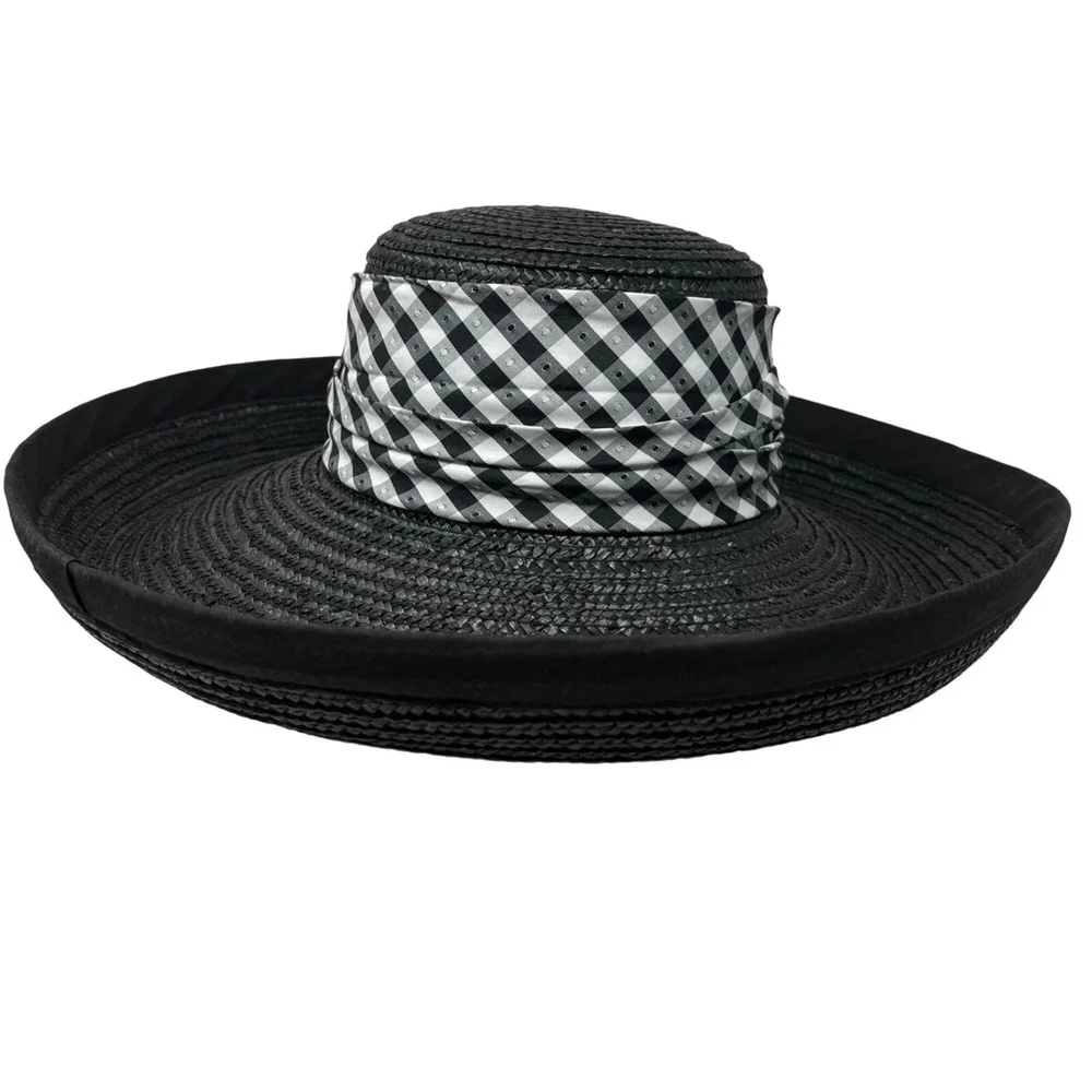 Whittall & Shon Womens Black Wide Brim Hat Red Floral Derby Event Money‎ Maximal